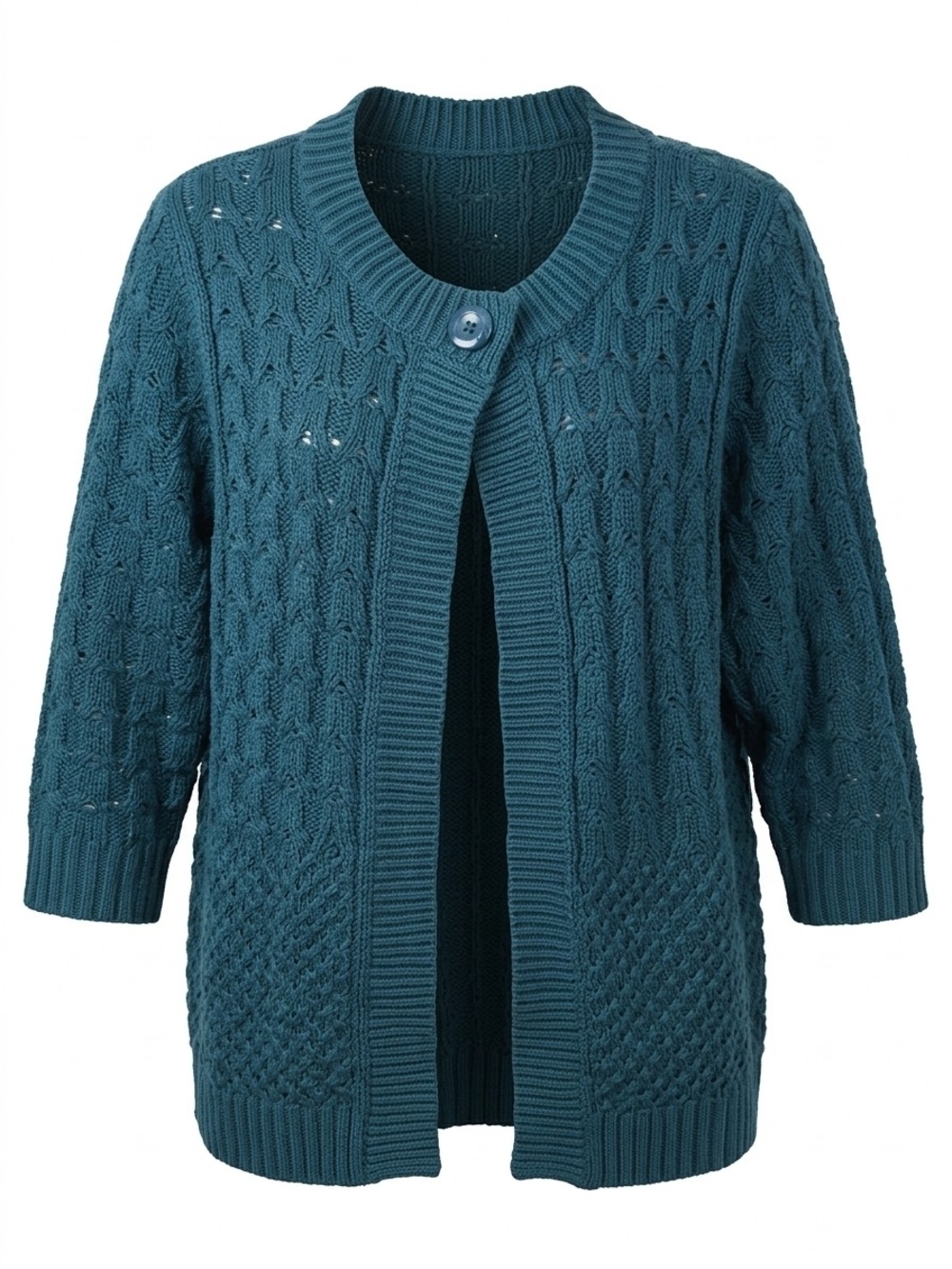 croft & barrow Teal Cable‑Stitch Button Cardigan